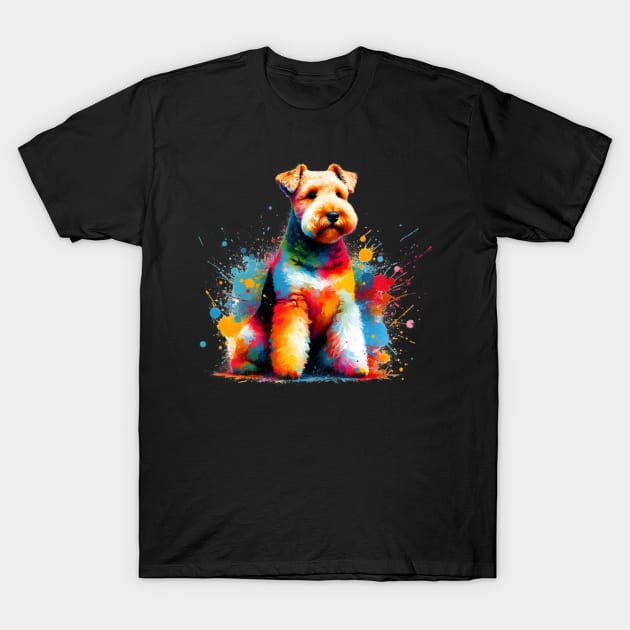 Vibrant Lakeland Terrier in Colorful Splash Art T-Shirt by ArtRUs